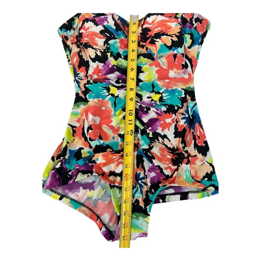 VTG Maxine of Hollywood Sz 14 Floral One Piece Swimsuit Beach Vacation Slimming - Picture 10 of 12